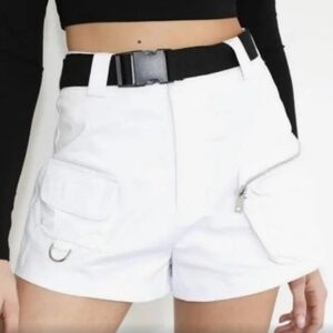 I.AM.GIA Edam White Belted Utility Streetwear Cargo Shorts